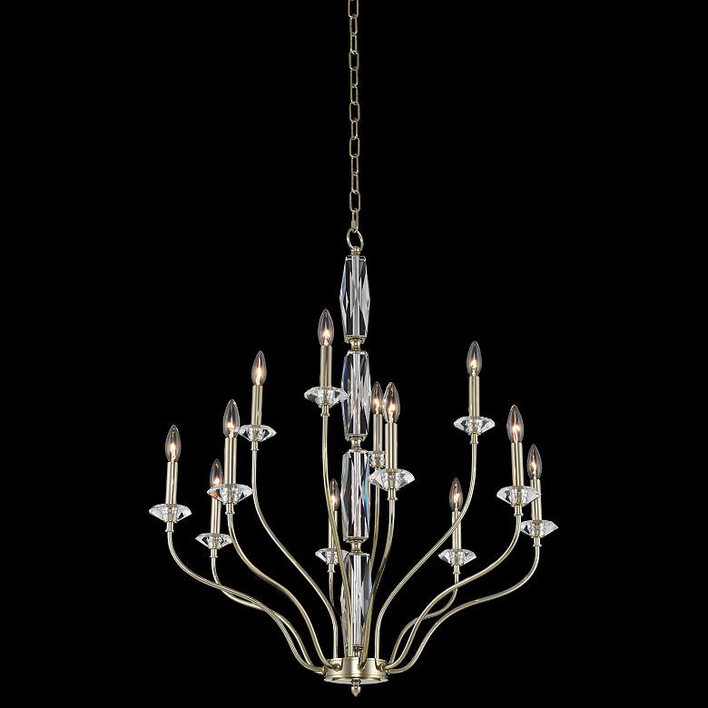 Image 1 Allegri Savia 31 inchW Champagne Gold 12-Light 2-Tier Chandelier