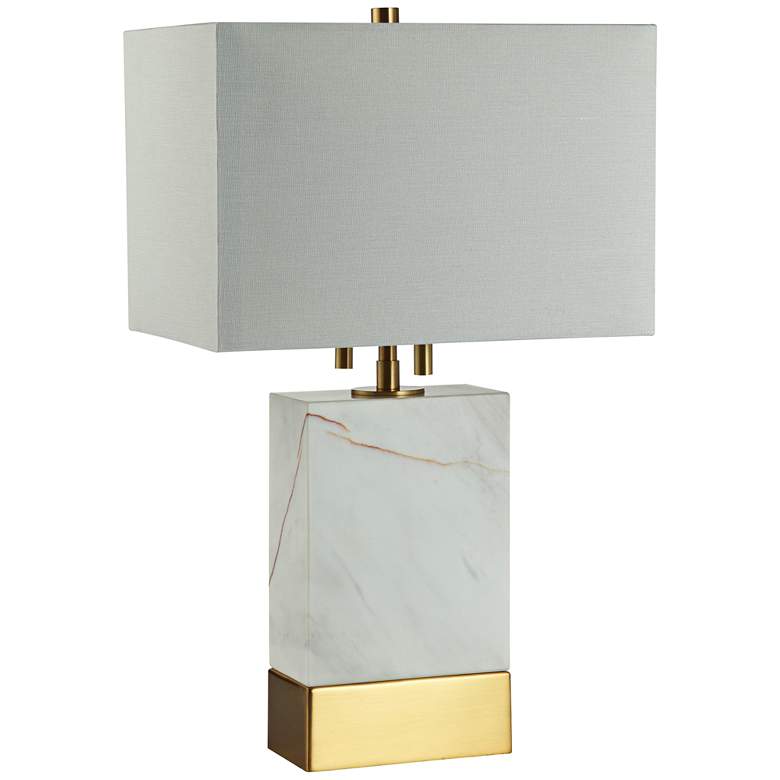 Image 1 Alleman Rectangle White Marble 20 inchH Accent Table Lamp