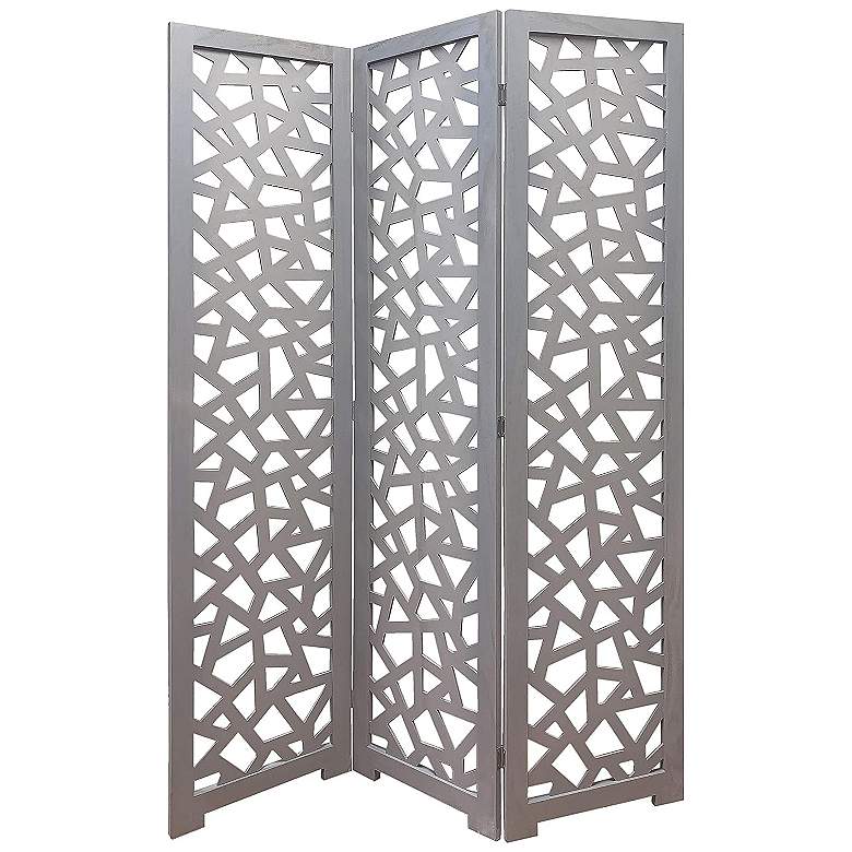 Image 2 Allen 50 inchW Gray Cut Treatments 3-Panel Screen/Room Divider