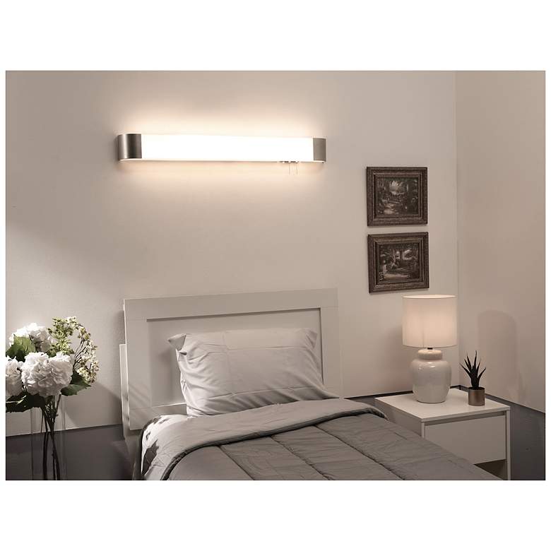 Image 2 Allen - Overbed Fixture - 4Ft. - Satin Nickel Finish - White Acrylic Shade more views