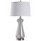 Allen Seeded Glass Table Lamp - Brushed Steel - Clear & White Shade