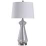 Allen Seeded Glass Table Lamp - Brushed Steel - Clear &amp; White Shade