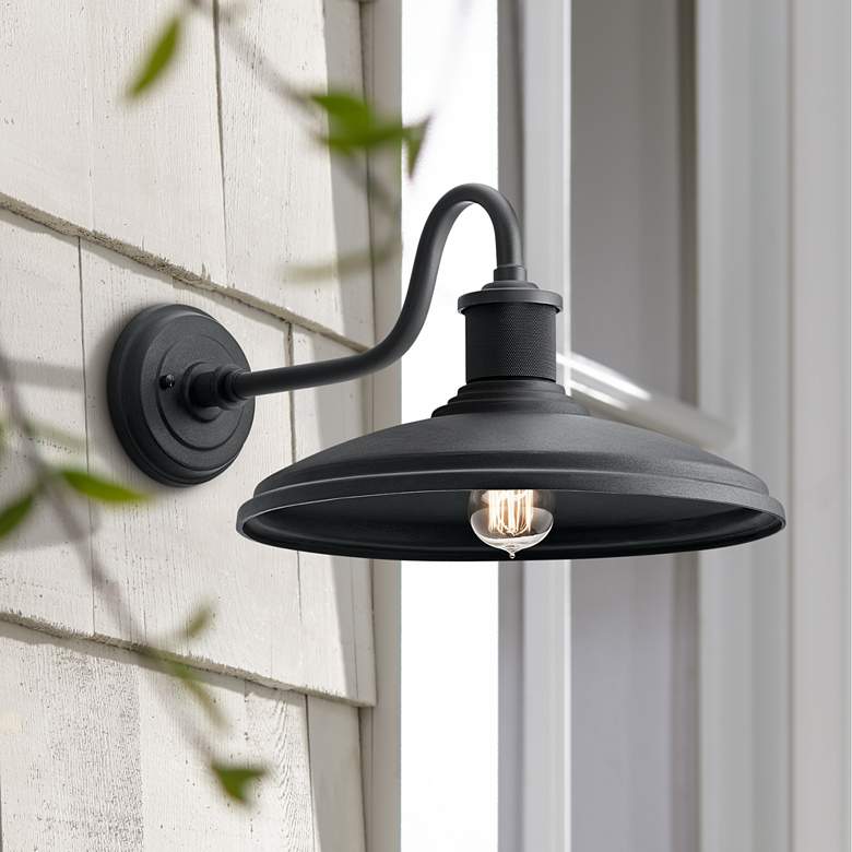 Image 1 Allenbury Large 9 inch High Textured Black Outdoor Wall Light