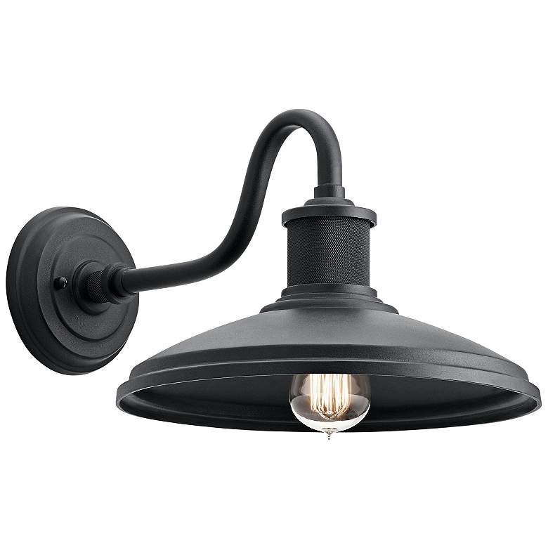 Image 2 Allenbury Small 9 inch High Textured Black Outdoor Wall Light