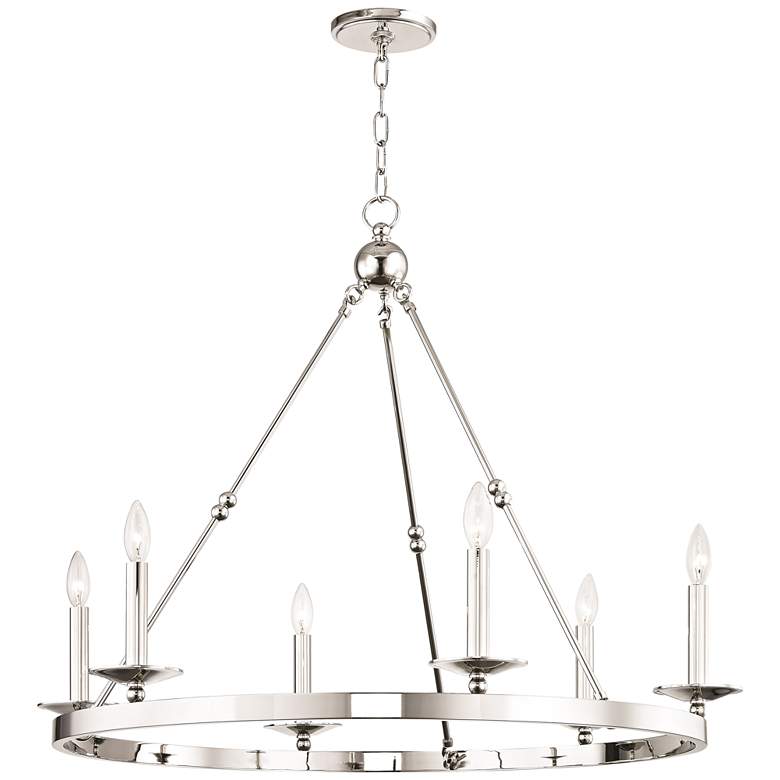 Image 1 Allendale 35 3/4 inch Wide Polished Nickel 6-Light Chandelier