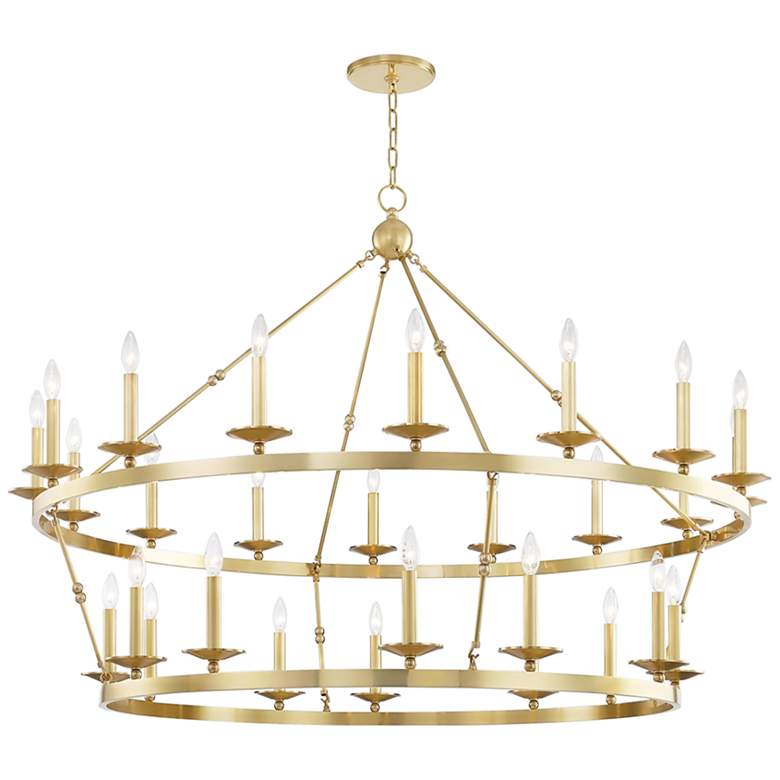 Image 2 Allendale 58 inch Wide Aged Brass 28-Light 2-Tiered Chandelier