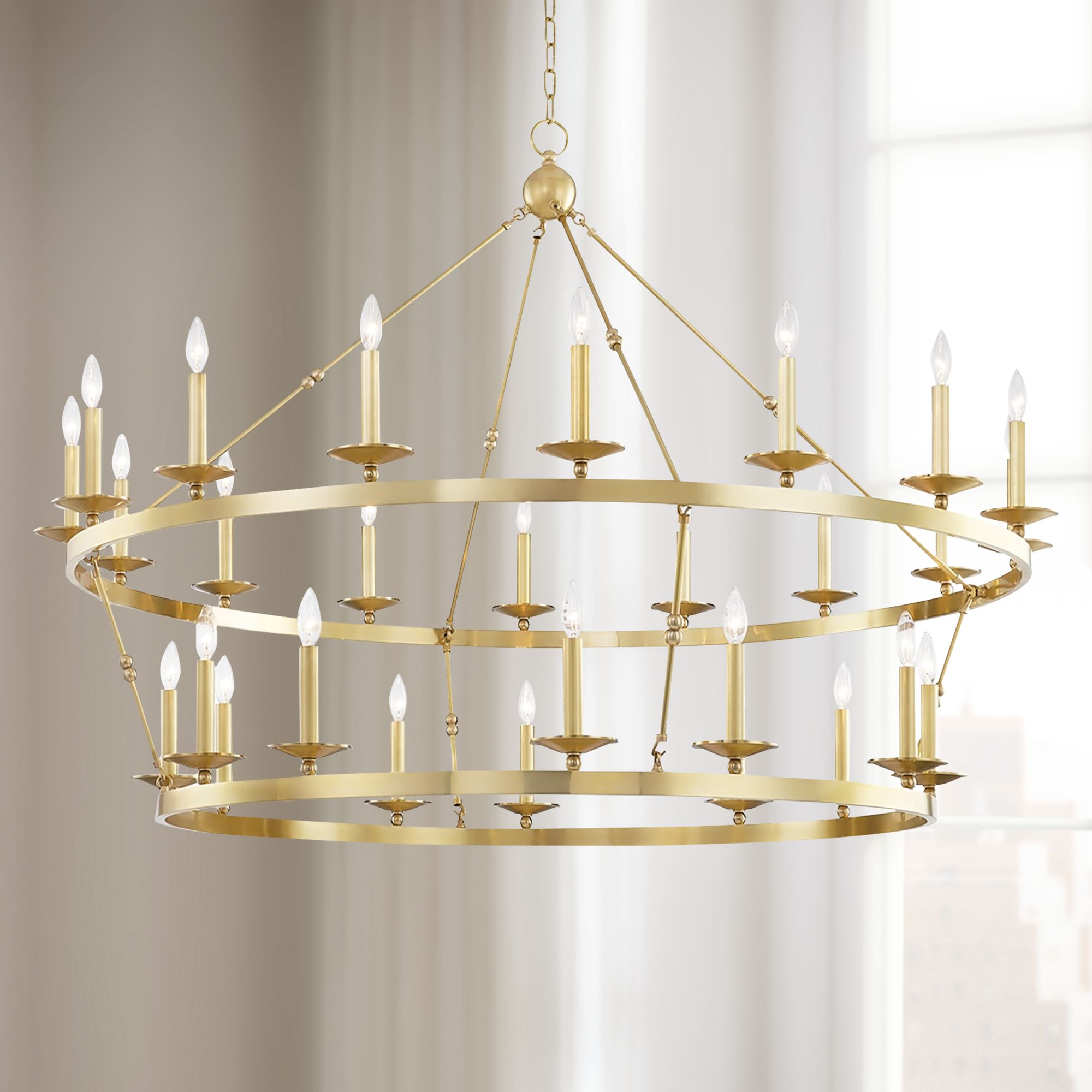 CCL916 Two Tier 16 J-Arm Brass Chandelier