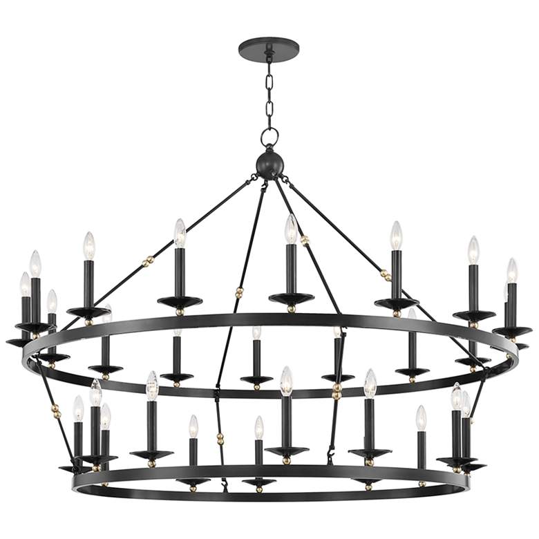 Image 2 Allendale 58 inchW Aged Old Bronze 28-Light 2-Tiered Chandelier