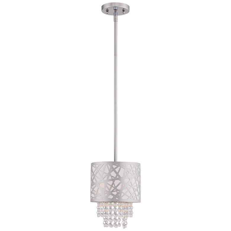 Image 2 Allendale 8 inch Wide Polished Nickel and Crystal Mini Pendant