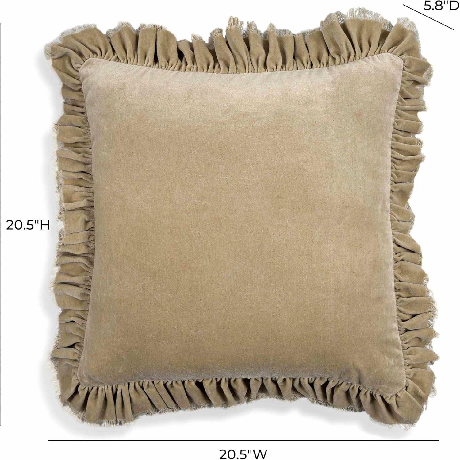 Image 4 Allessia Distressed Beige Velvet 20 1/2" Decorative Pillow more views