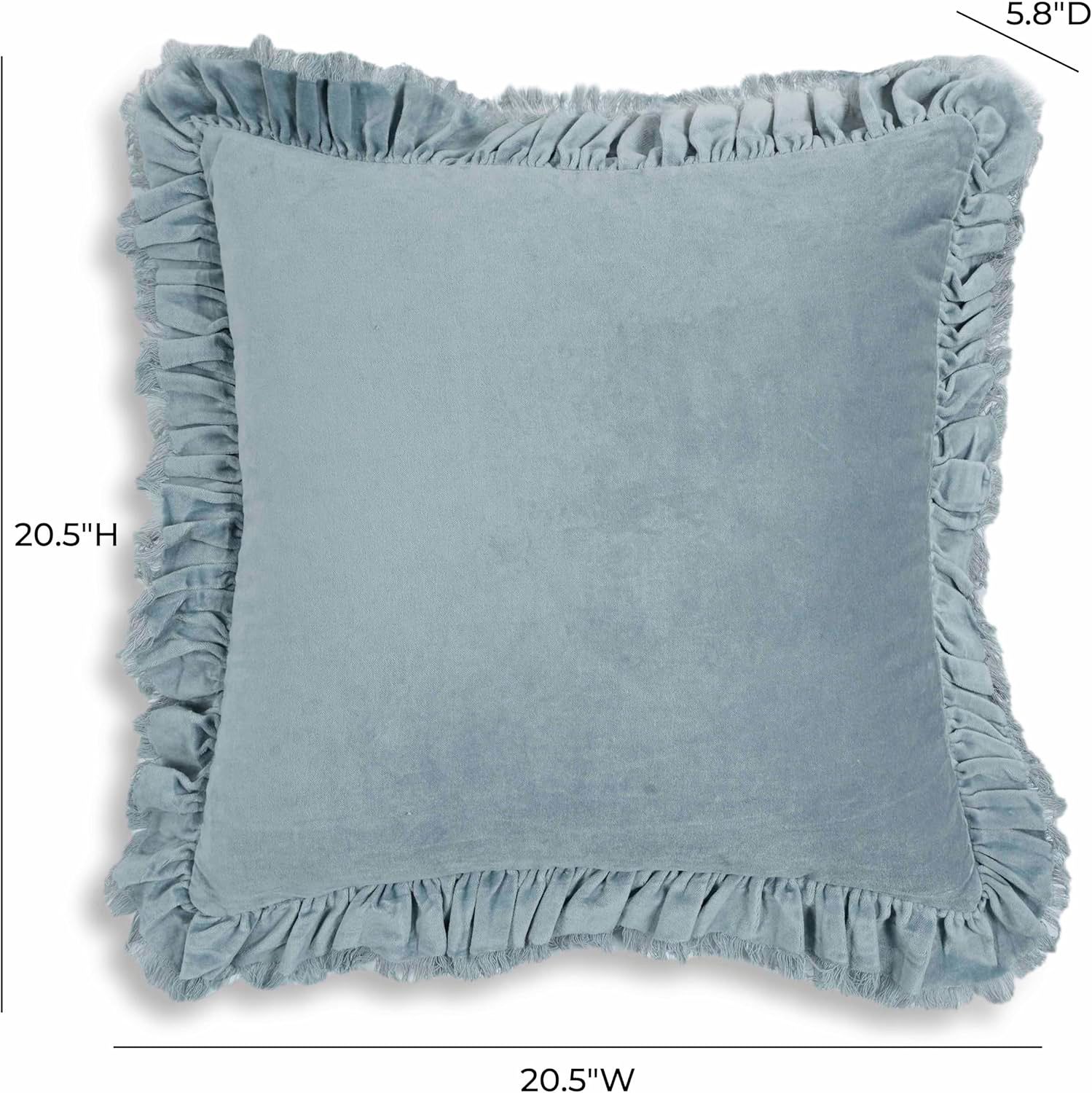 Image 4 Allessia Distressed Blue Velvet 20 1/2" Decorative Pillow more views