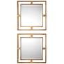 Allick Antiqued Gold Leaf 18" Square Wall Mirror Set of 2
