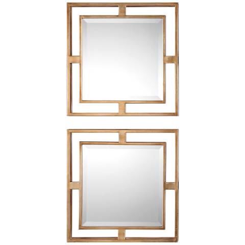 Saragano Distressed 19 Square Wall Mirrors Set of 2