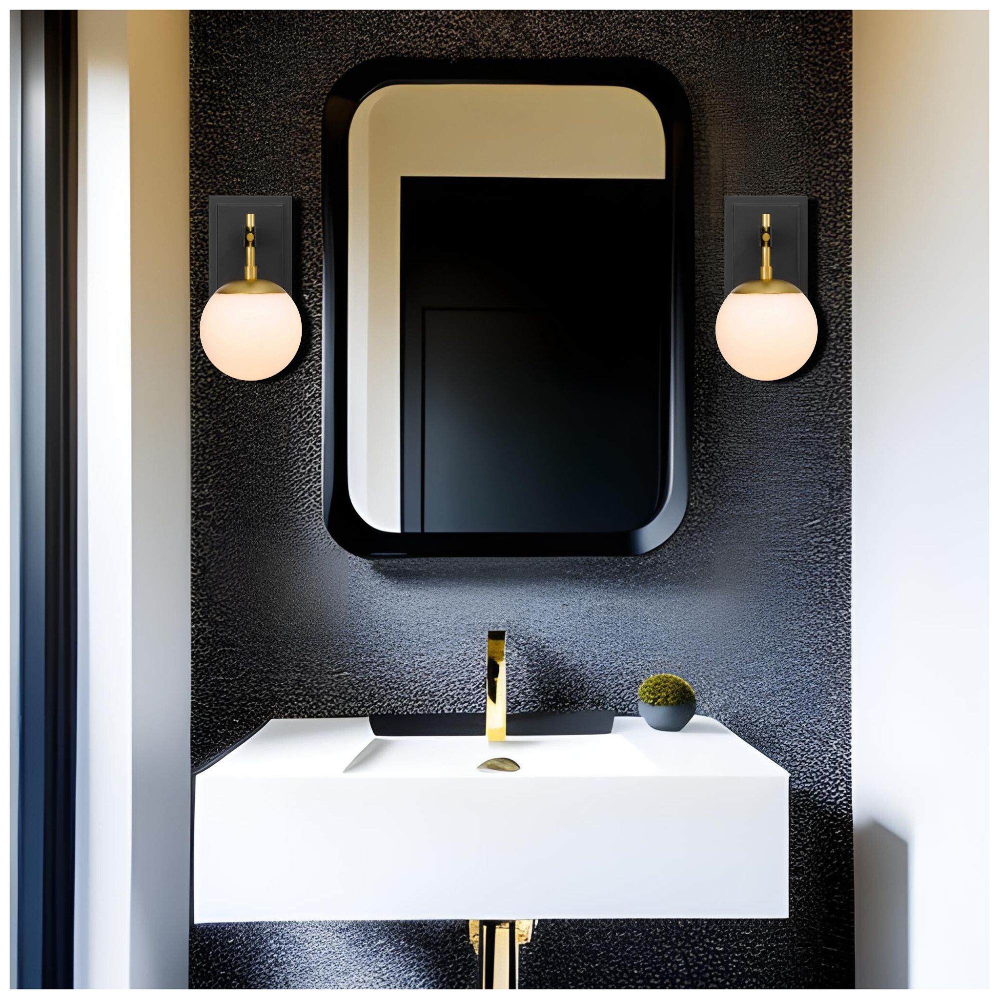 Allie 1-Lt Bath - Black/Satin Brass
