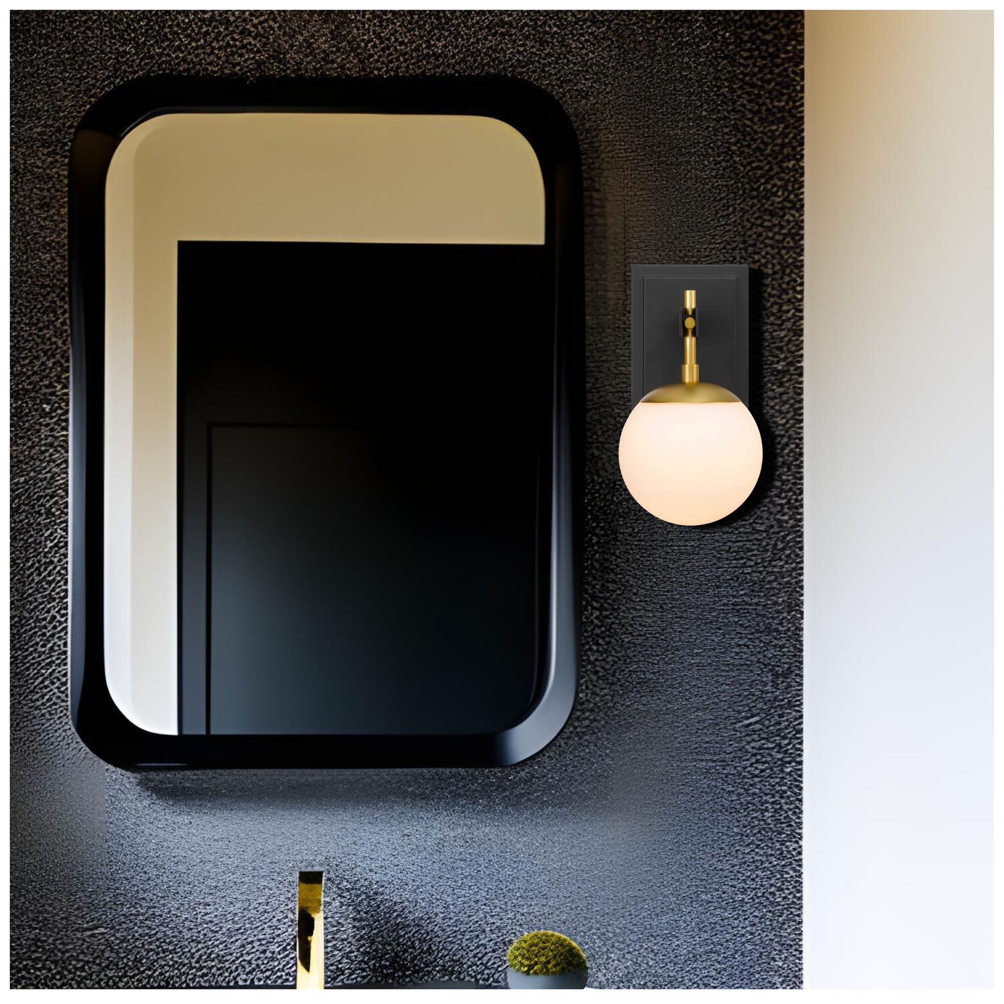 Allie 1-Lt Bath - Black/Satin Brass