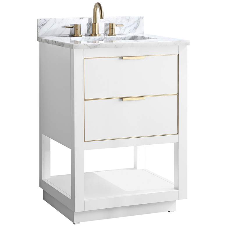 Allie 25 inch Wide White with Carrara Marble Single Sink Vanity