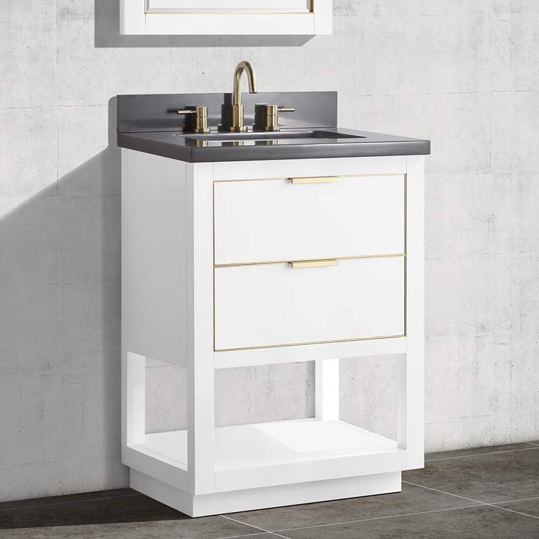 Image 1 Allie 25 inch Wide White with Gray Quartz Single Sink Vanity