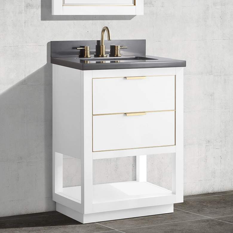 Image 1 Allie 25" Wide White with Gray Quartz Single Sink Vanity