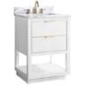 Allie 25" Wide White with Carrara Marble Single Sink Vanity