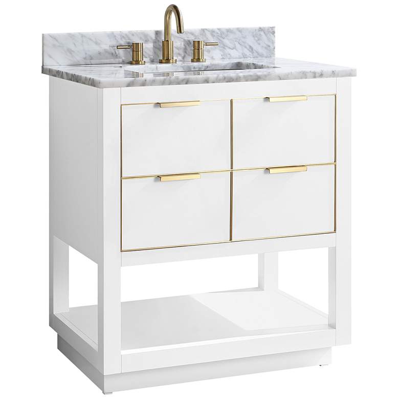 Image 2 Allie 31" Wide White with Carrara Marble Single Sink Vanity