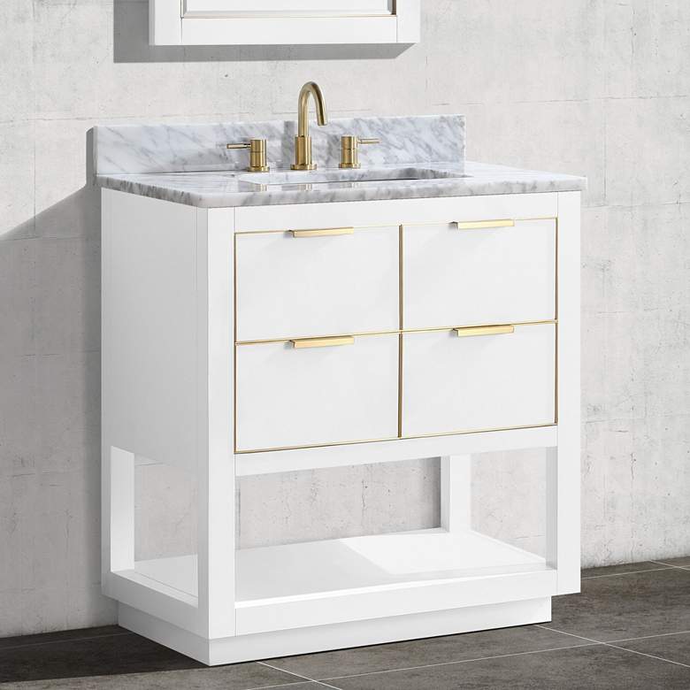 Image 1 Allie 31 inch Wide White with Carrara Marble Single Sink Vanity