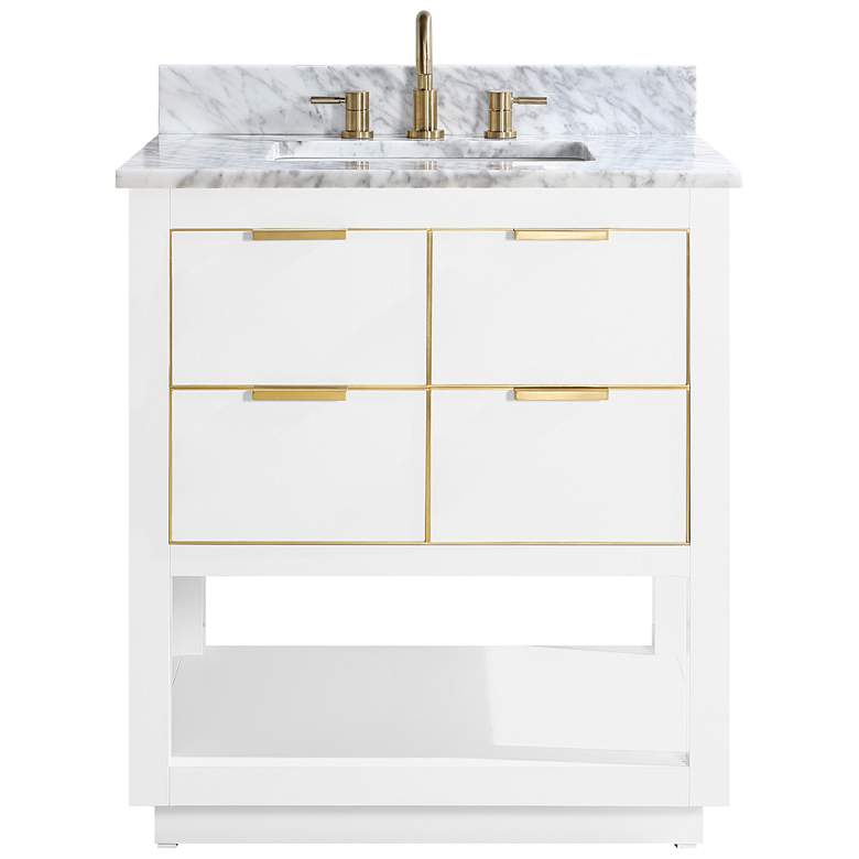 Allie 31&quot; Wide White with Carrara Marble Single Sink Vanity more views