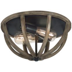 Allier 13&quot; Wide Weathered Oak Wood Ceiling Light