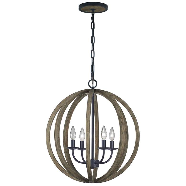 Image 1 Allier 20 1/2" Wide Antique Forged Iron 4-Light Pendant