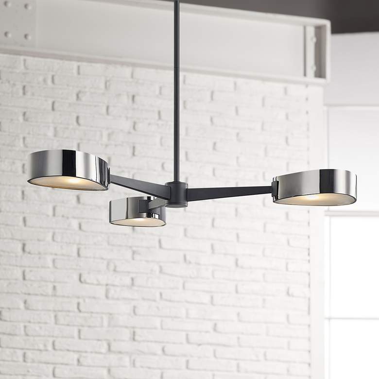 Image 1 Allisio 35 1/2" Wide Black and Chrome 3-Light Pendant Light