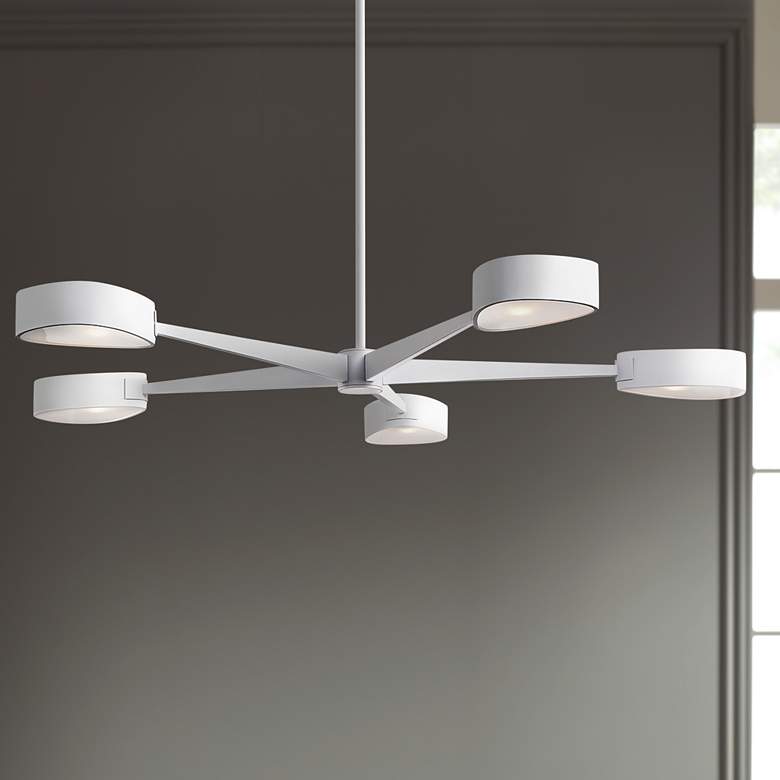 Image 1 Allisio 49" Wide Textured White 5-Light Pendant Light