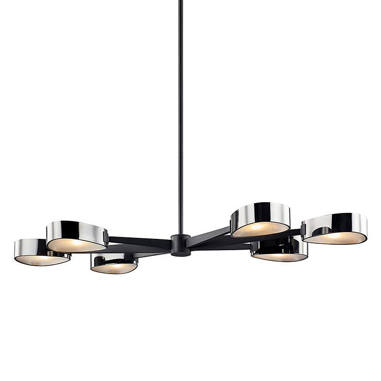 Image 2 Allisio 49 inchW Black and Chrome 6-Light Island Pendant Light