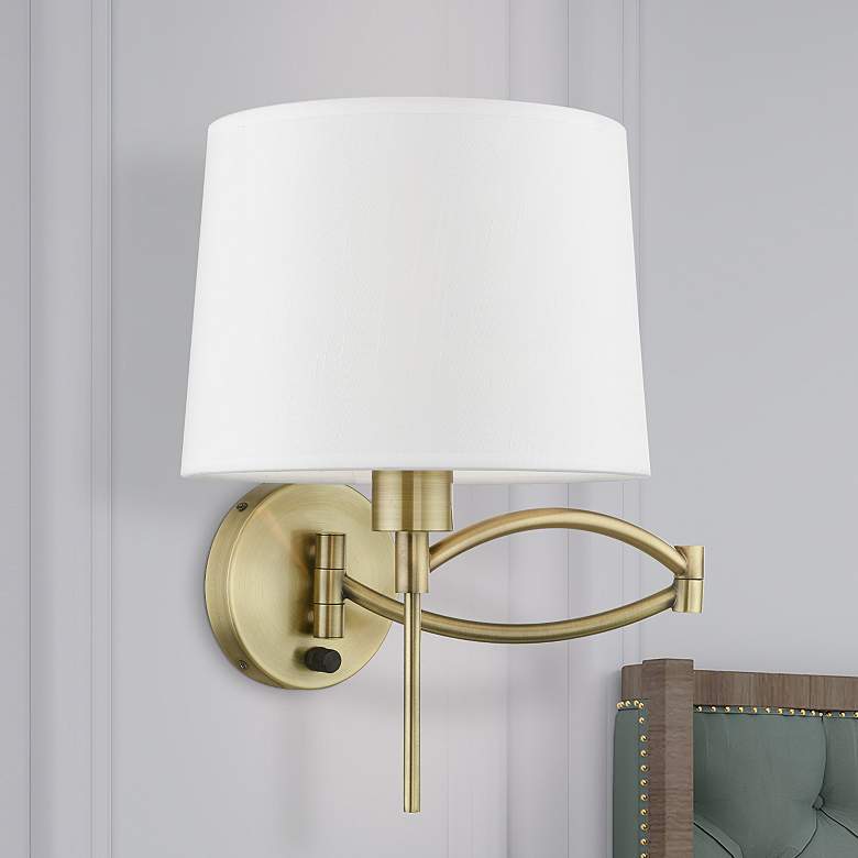 Image 1 Allison Antique Brass Swing Arm Wall Lamp