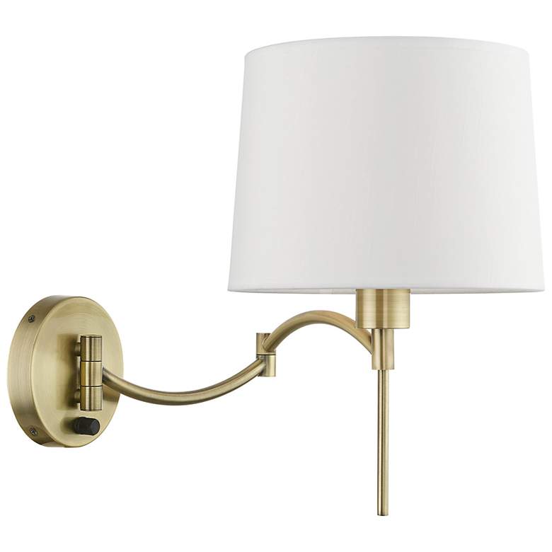 Image 7 Allison Antique Brass Swing Arm Wall Lamp more views