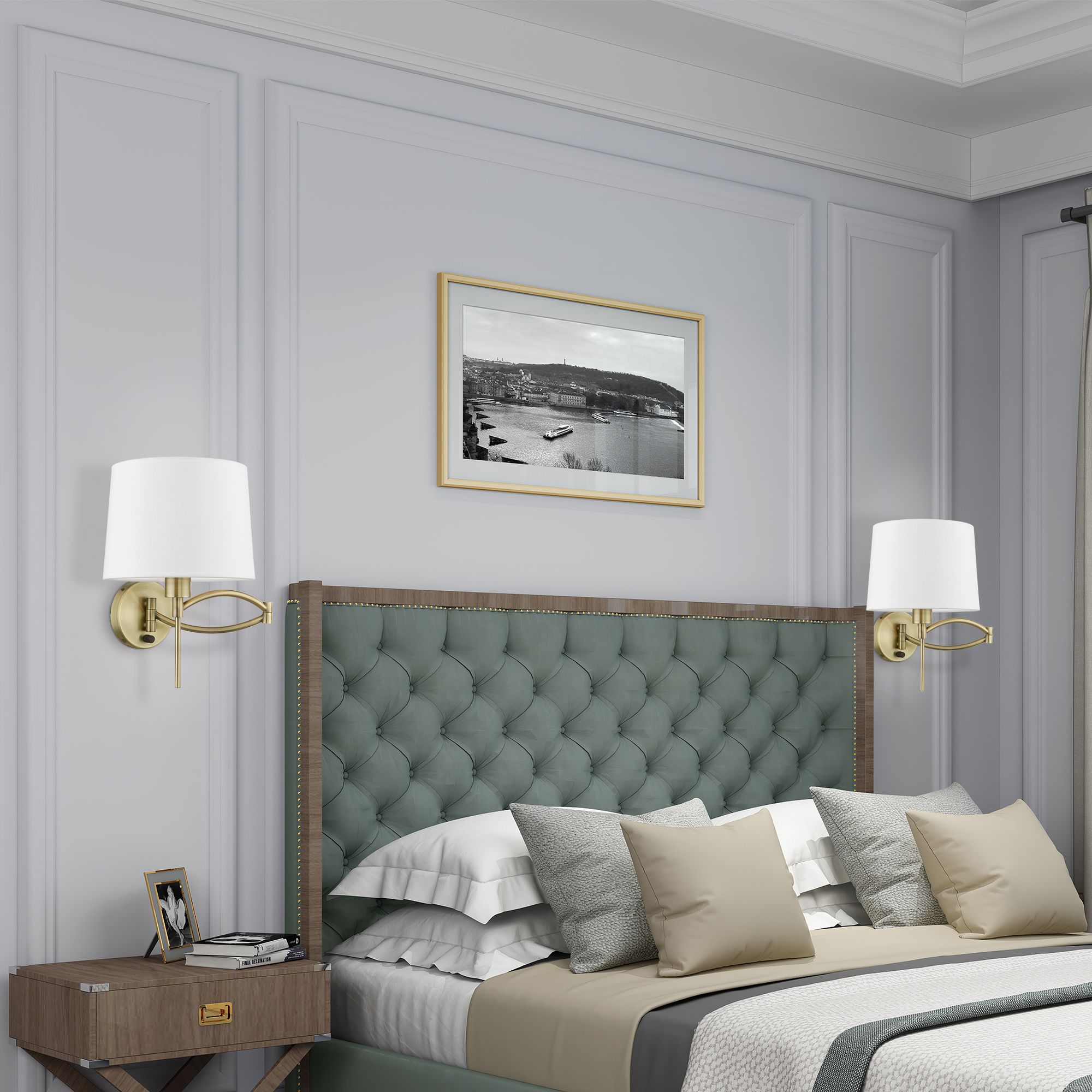 Allison Antique Brass Swing Arm Wall Lamp