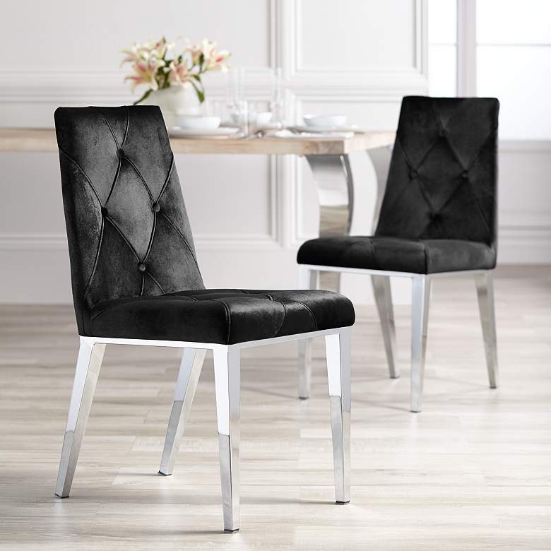 Image 1 Allison Black Velvet Dining Chairs Set of 2