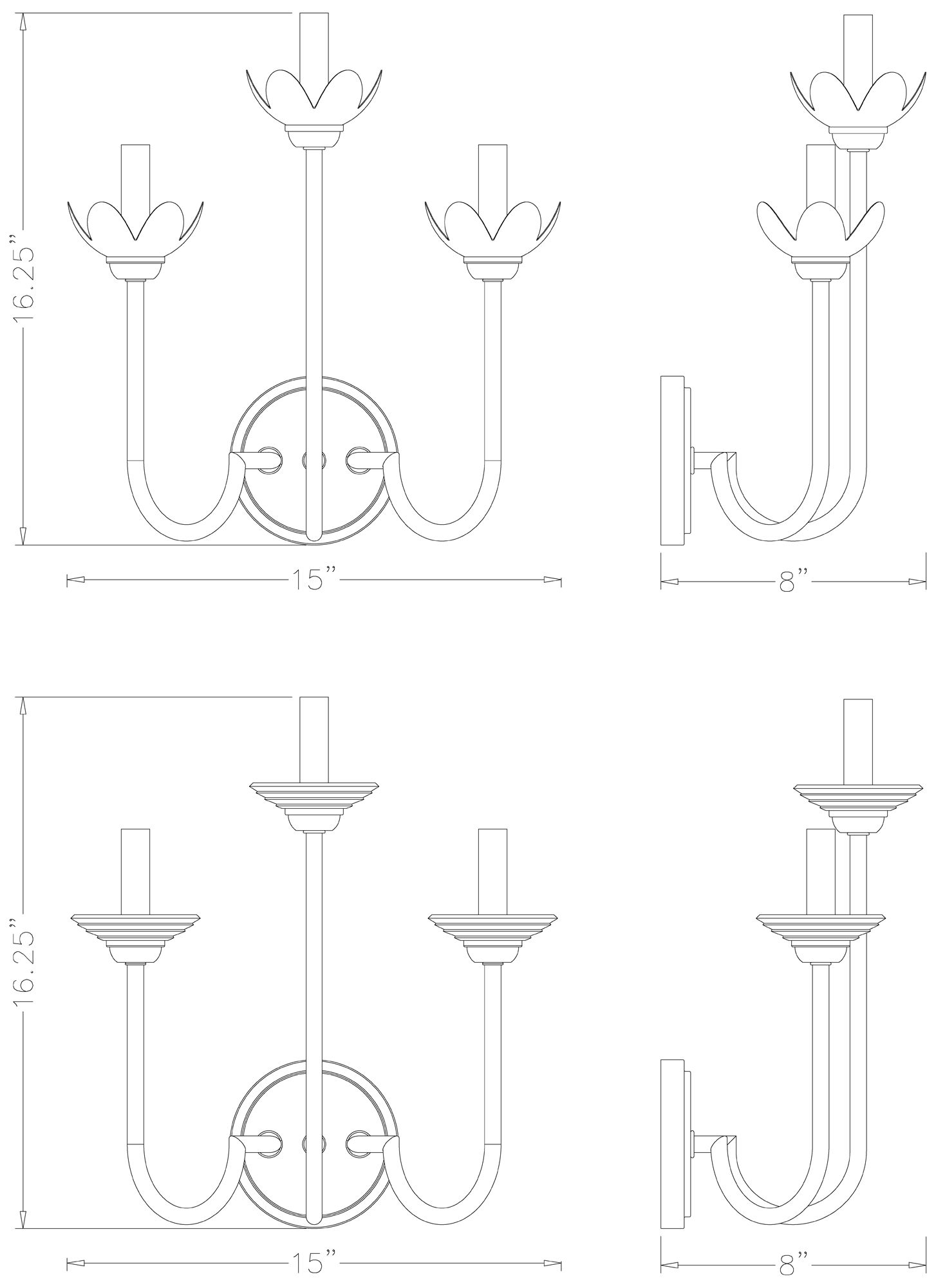 Allistair by Z-Lite Modern Gold 3 Light Wall Sconce