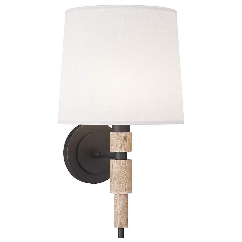 Image 1 Allman 16 1/2" High Bronze Limewashed Wood Wall Sconce