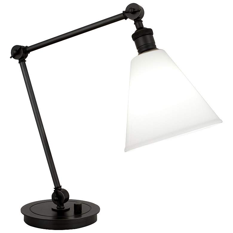 Image 1 Alloy 10.25" High Deep Patina Bronze And White And Polished Table Lamp
