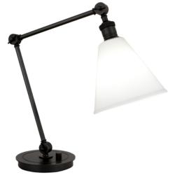 Alloy 10.25" High Deep Patina Bronze And White And Polished Table Lamp
