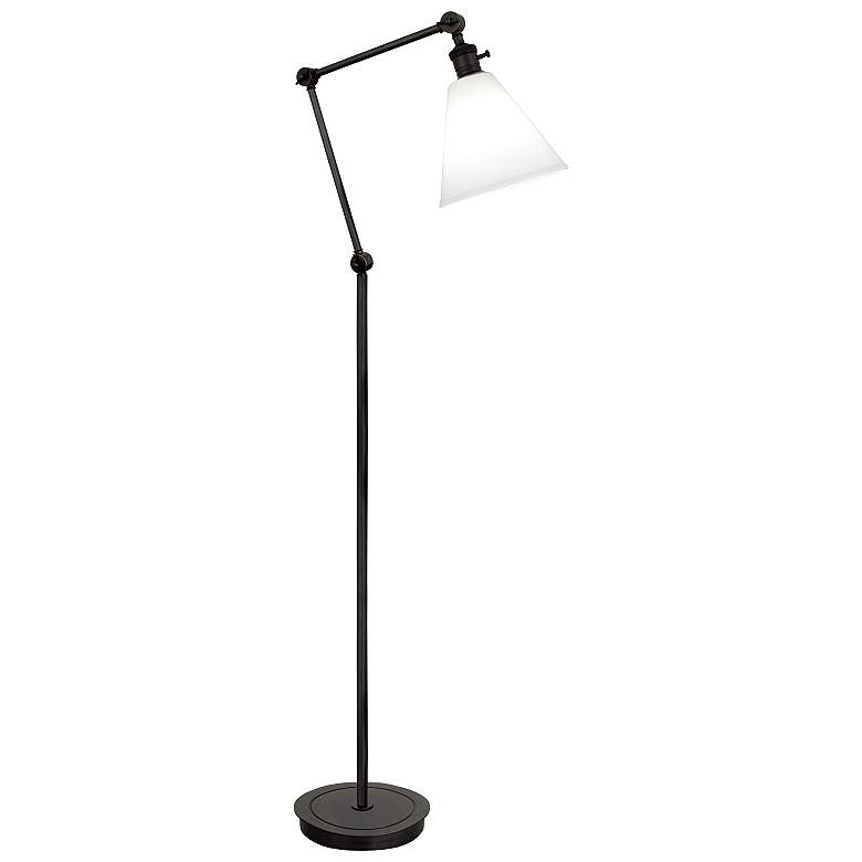Image 1 Alloy 10.75" High Deep Patina Bronze And White And Polished Floor Lamp