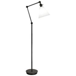 Alloy 10.75" High Deep Patina Bronze And White And Polished Floor Lamp