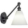 Alloy 7.25" High Deep Patina Bronze & Cased White Shade Wall Sconce