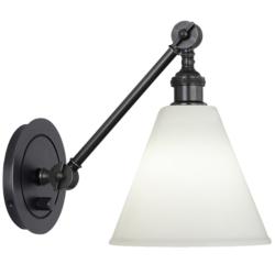 Alloy 7.25" High Deep Patina Bronze & Cased White Shade Wall Sconce