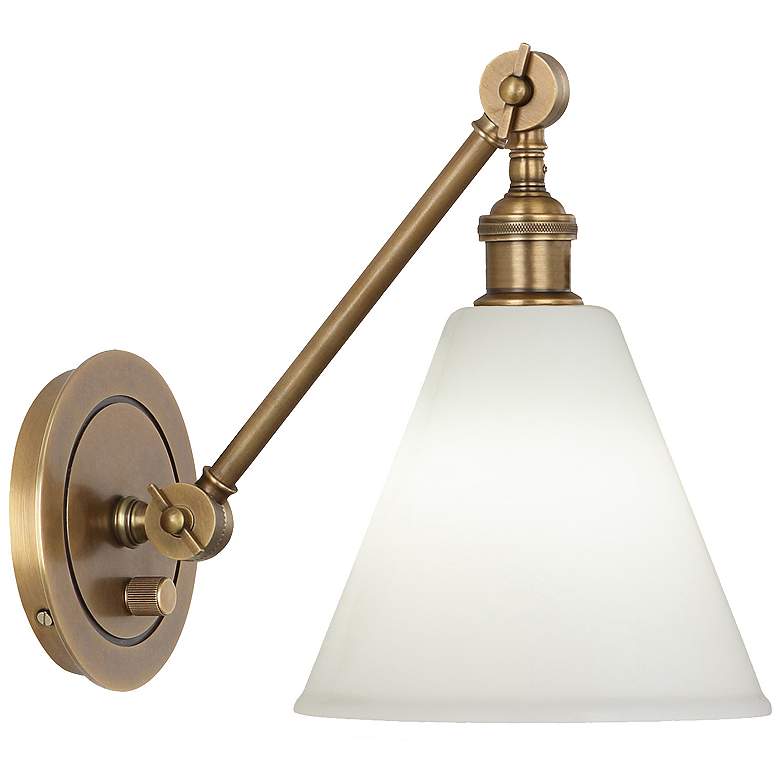 Image 1 Alloy 7.25" High Warm Brass & Cas White Wall Sconce