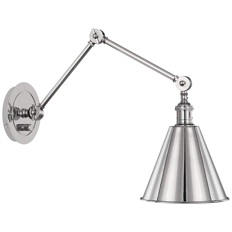 Image 1 Alloy Polished Nickel Adjustable Plug-In Wall Lamp