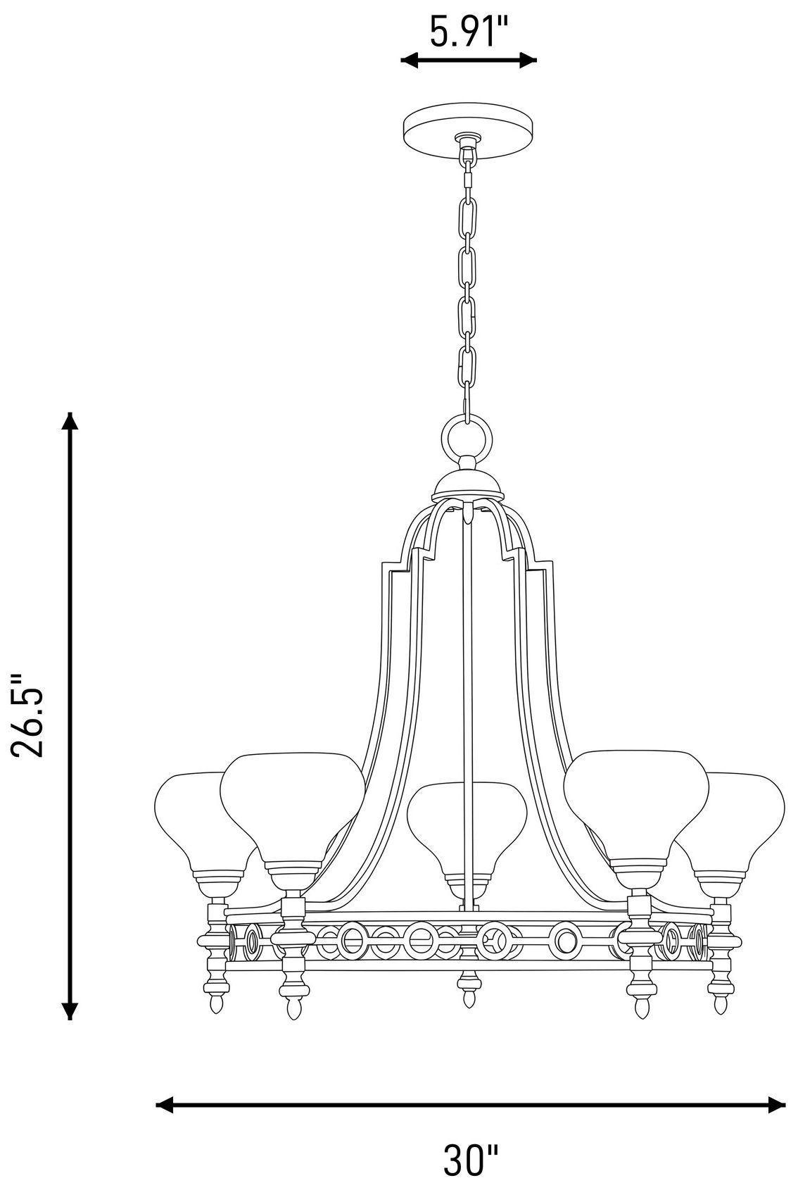 Allston 5-Light Chandelier in Warm Brass