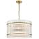 Allure 12-Light Fluted Glass Panel Aged Brass Drum Pendant Light
