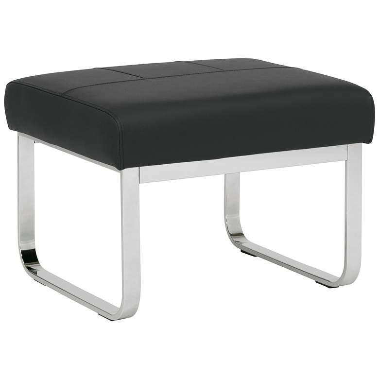 Image 2 Allure 23 1/2"W Black Blended Leather Rectangular Ottoman