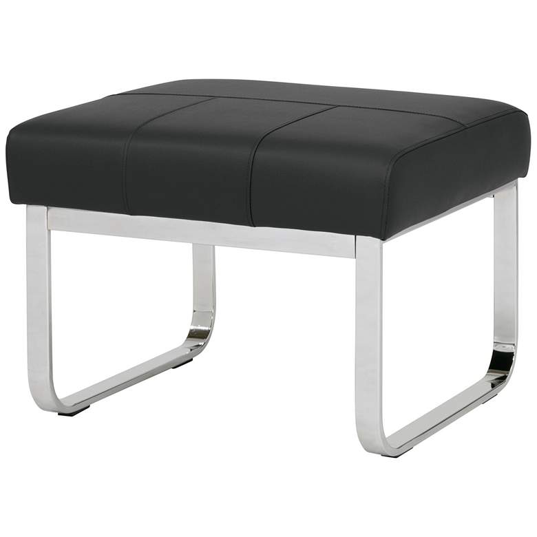 Image 3 Allure 23 1/2 inchW Black Blended Leather Rectangular Ottoman more views