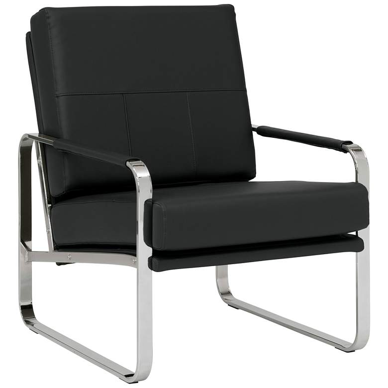 Image 1 Allure Black Leather and Chrome Steel Accent Chair
